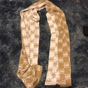 Michael Kors Tan & White Decorative Scarf